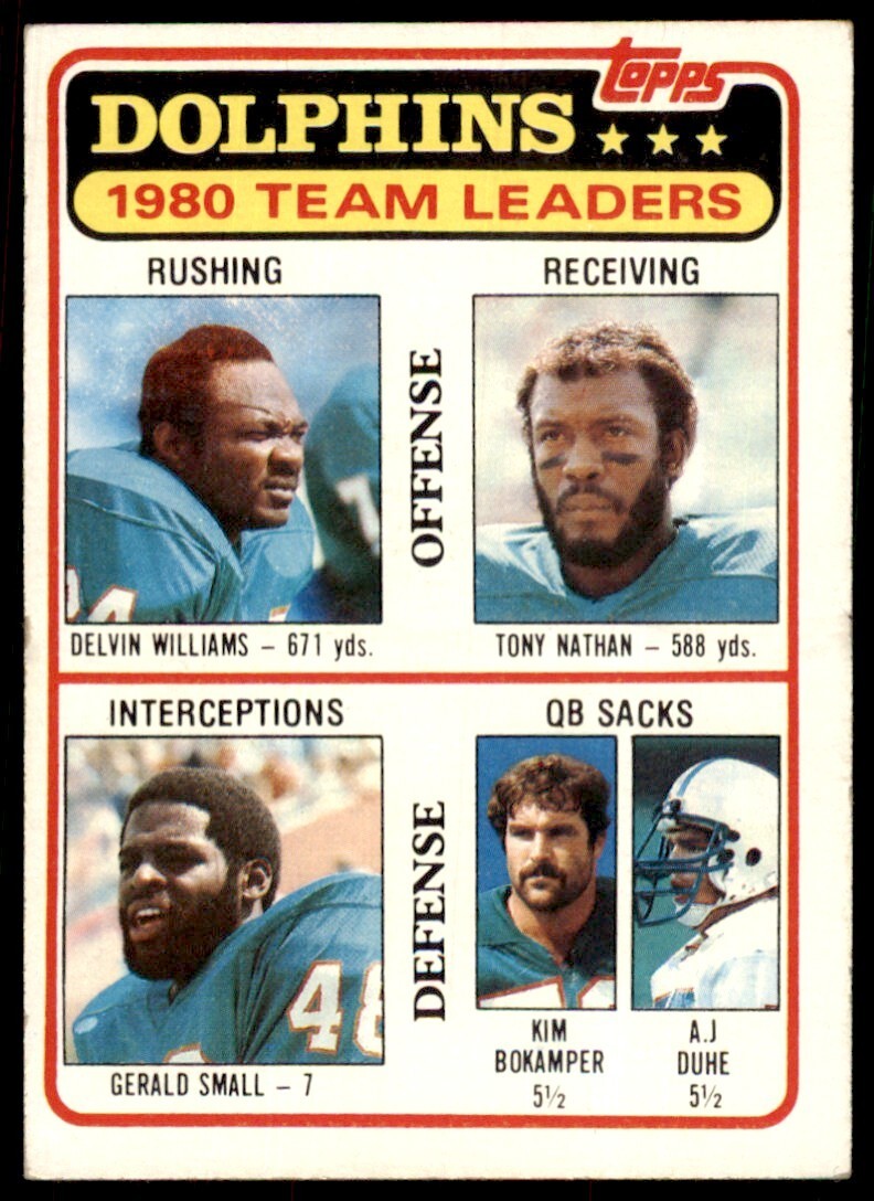 1981 TOPPS! DELVIN WILLIAMS/TONY NATHAN/GERALD SMALL/KIM BOKAMPER/A.J. DUHE