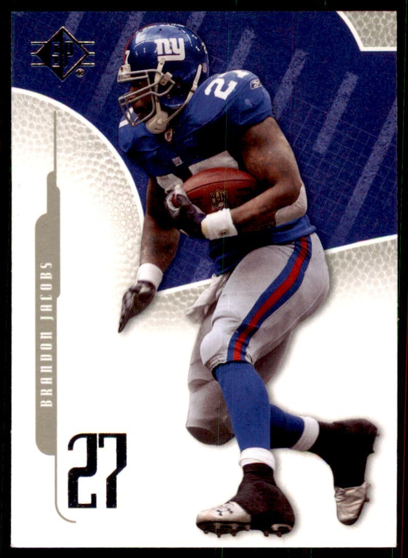 2008 SP Authentic Football Card Brandon Jacobs New York Giants #55