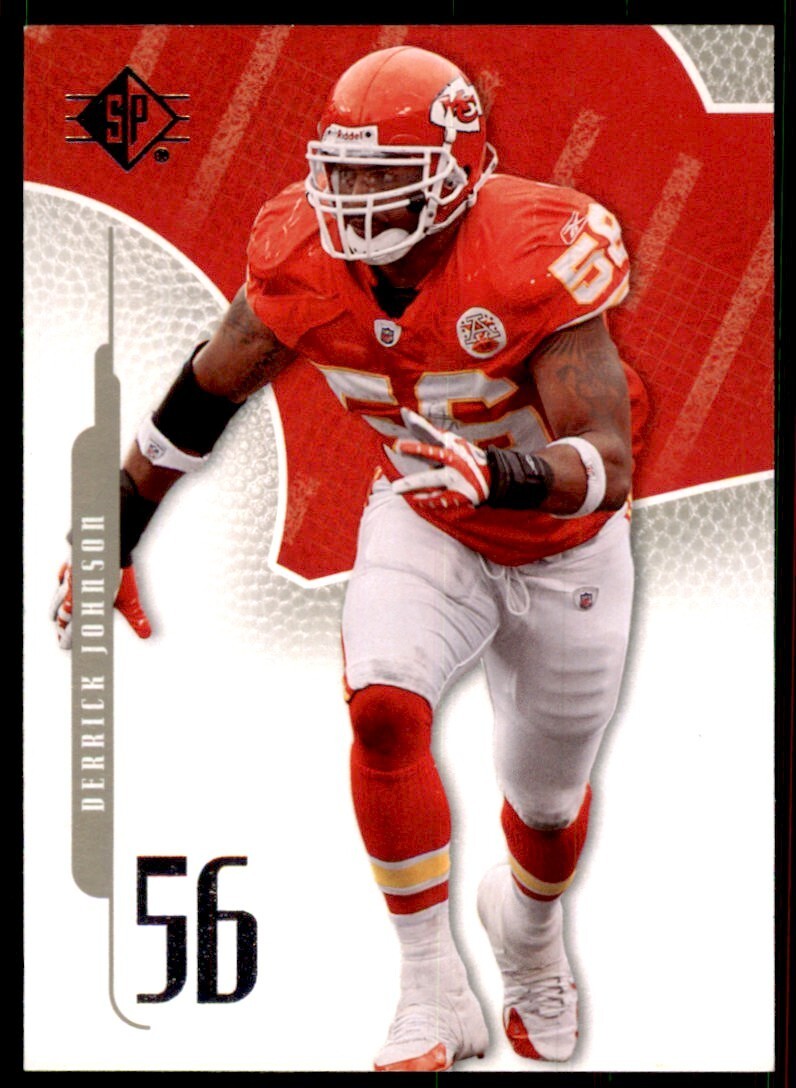 2008 SP Authentic Football Card Derrick Johnson Kansas City Chiefs #42
