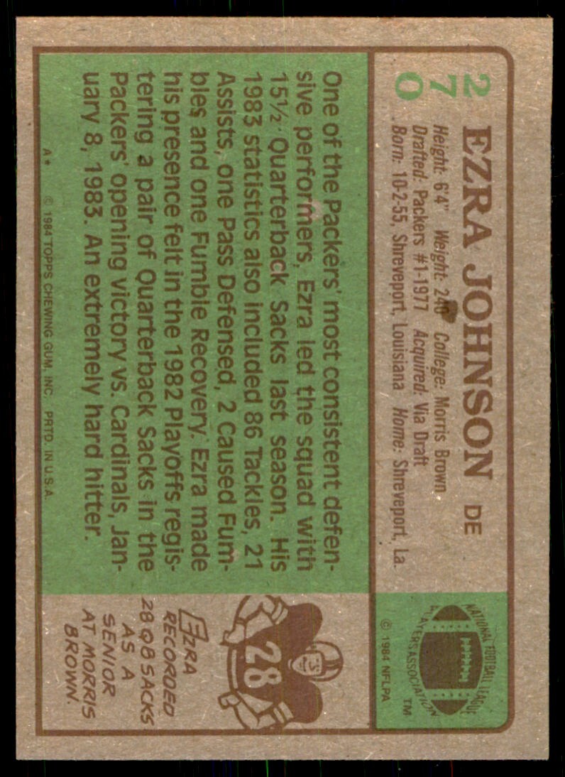 1984 TOPPS EZRA JOHNSON GREEN BAY PACKERS #270
