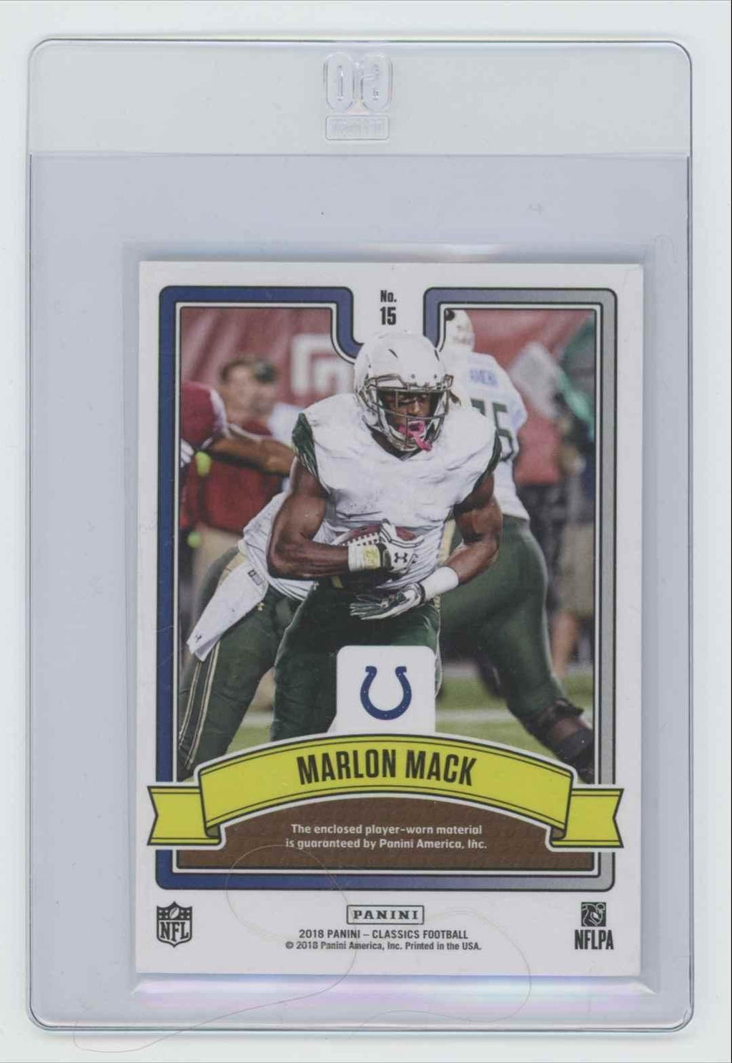2018 Classics Saturday Swatches Marlon Mack Football Card #15