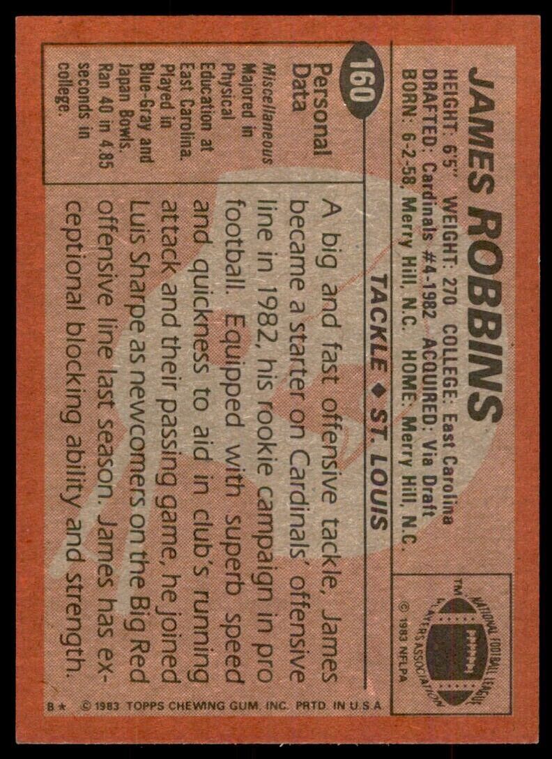 1983 TOPPS JAMES ROBBINS ST. LOUIS CARDINALS #160