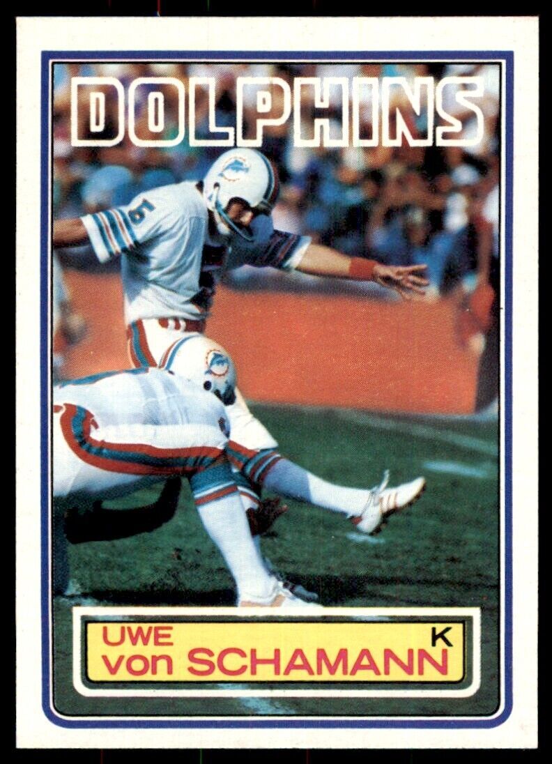 1983 TOPPS^ UWE VON SCHAMANN. MIAMI DOLPHINS #322