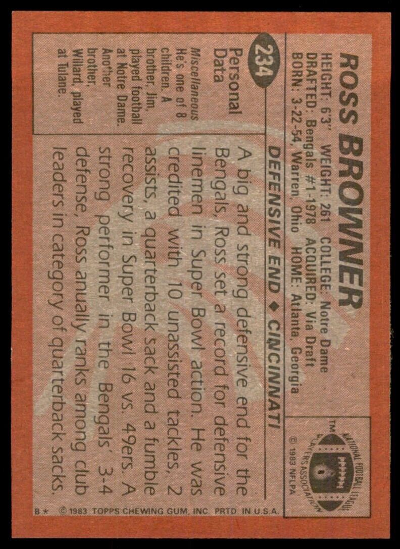 1983 TOPPS^ ROSS BROWNER CINCINNATI BENGALS #234