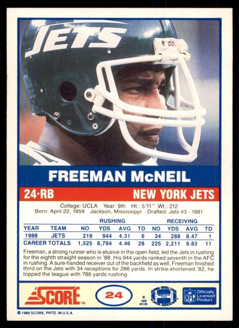 1989 Score Freeman McNeil Football Cards #24