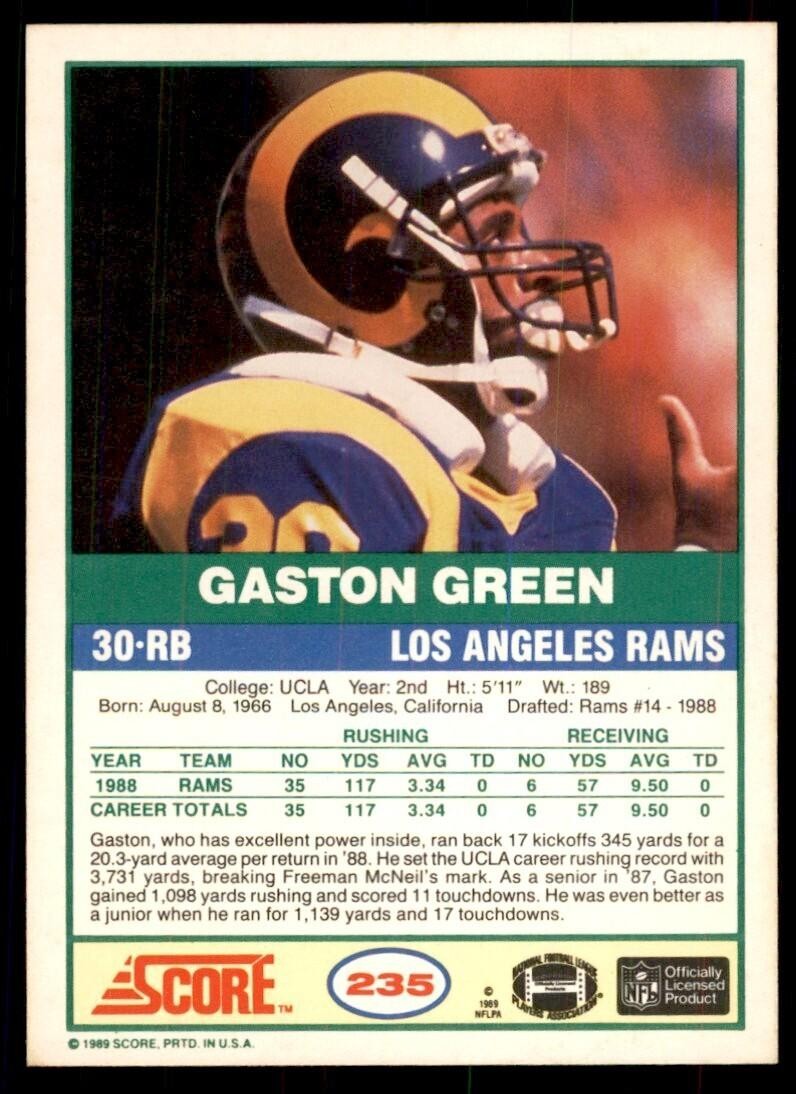 1989 Score Gaston Green Football Cards #235