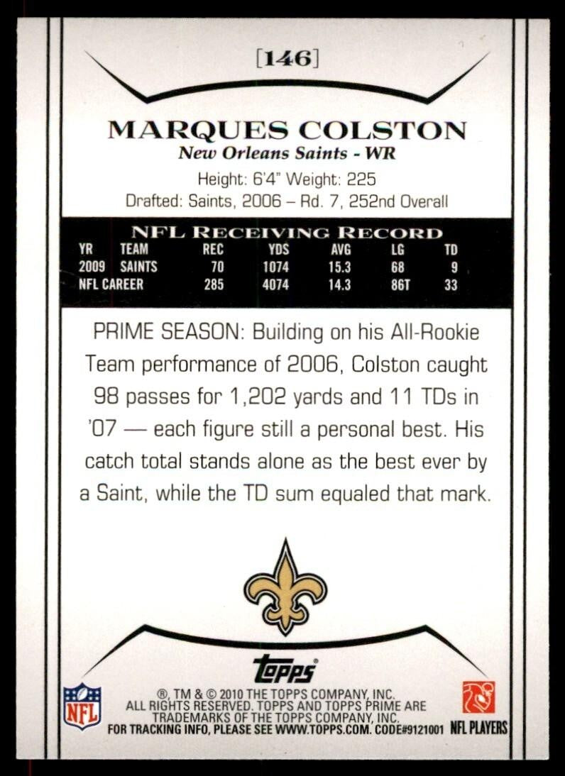 2010 Topps Prime Marques Colston Football Cards #146