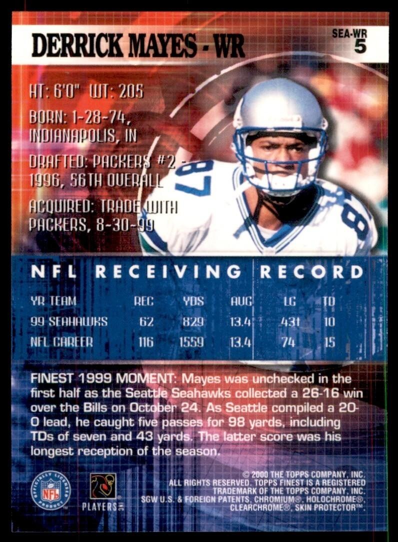 2000 Topps Finest Derrick Mayes Football Cards #5
