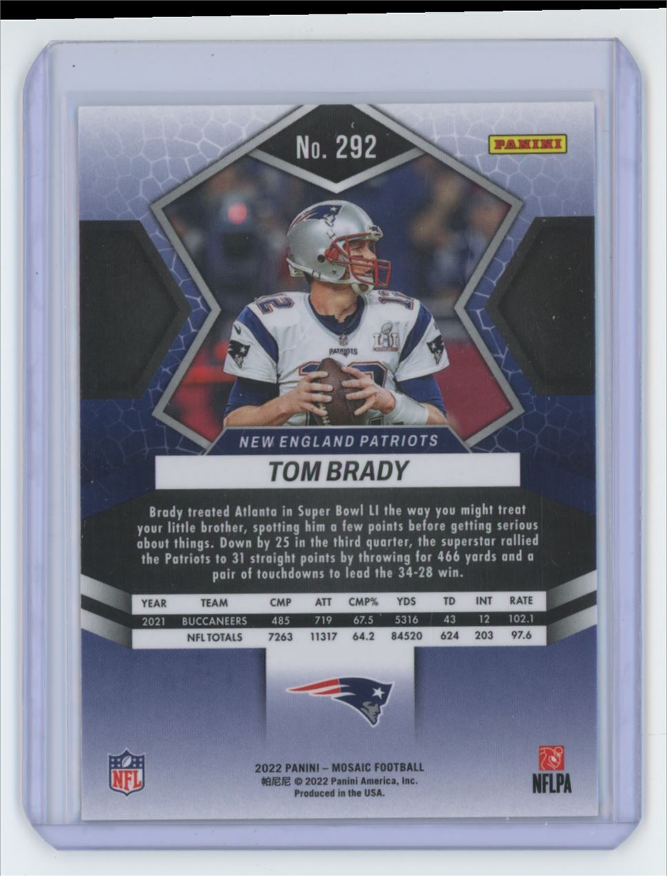 2022 PANINI MOSAIC TOM BRADY #292.