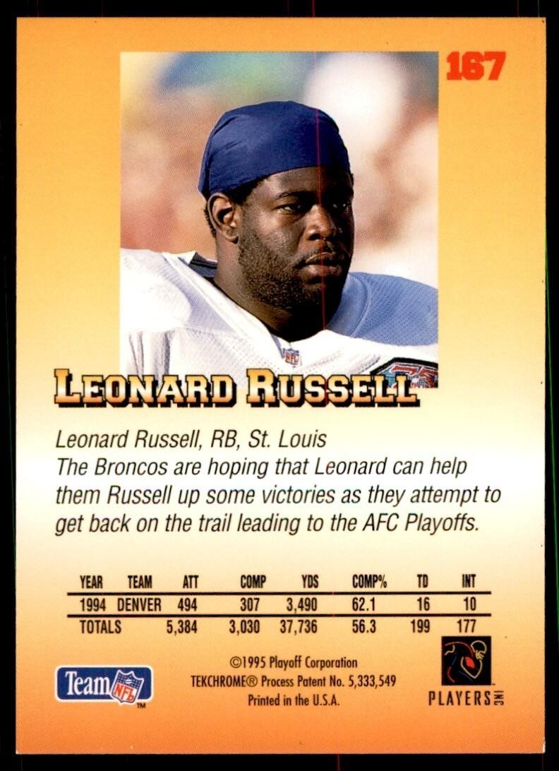 1995 Playoff Leonard Russell Football Cards #167