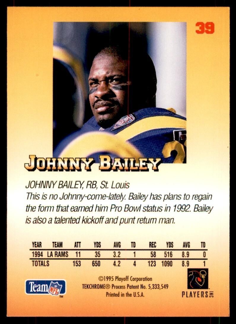 1995 Playoff Johnny Bailey Football Cards #39