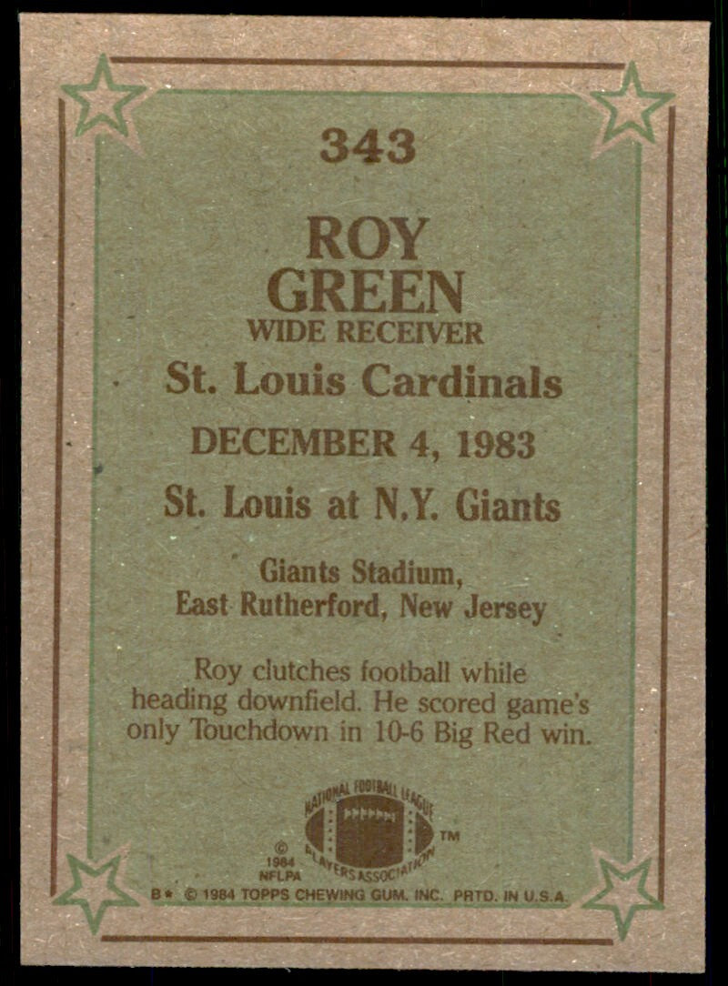 1984 TOPPS. ROY GREEN* ST. LOUIS CARDINALS #343