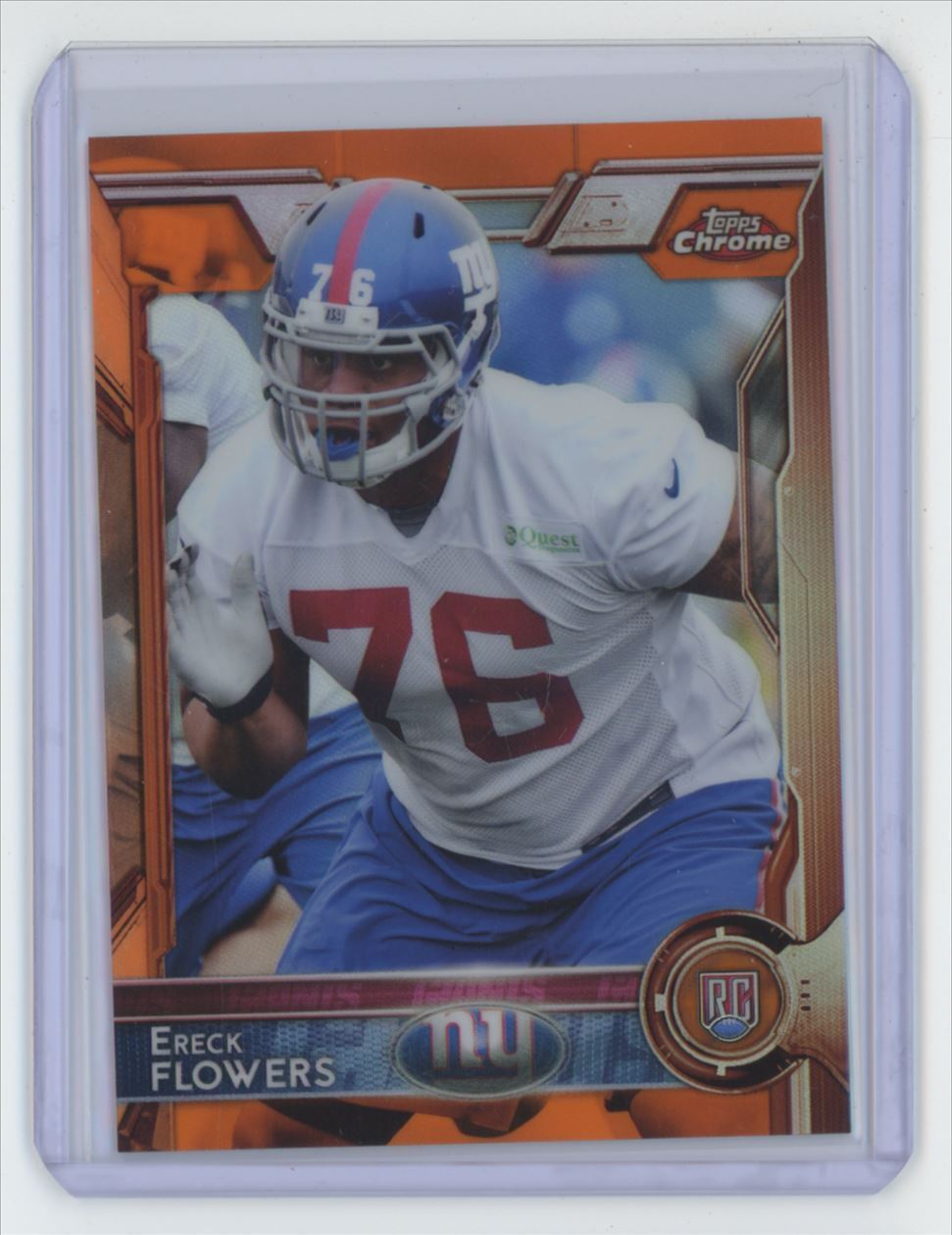 2015 Topps Chrome Orange Ereck Flowers Rookie Football Card New York Giants #136