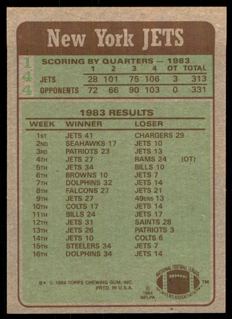 1984 TOPPS} WESLEY WALKER NEW YORK JETS #144