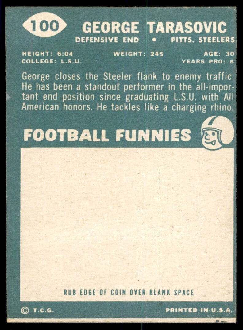 1960 Topps George Tarasovic Pittsburgh Steelers #100