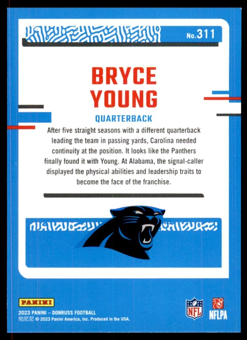 2023 Donruss Bryce Young Carolina Panthers #311
