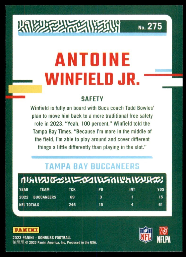 2023 Donruss Antoine Winfield Jr. Tampa Bay Buccaneers #275