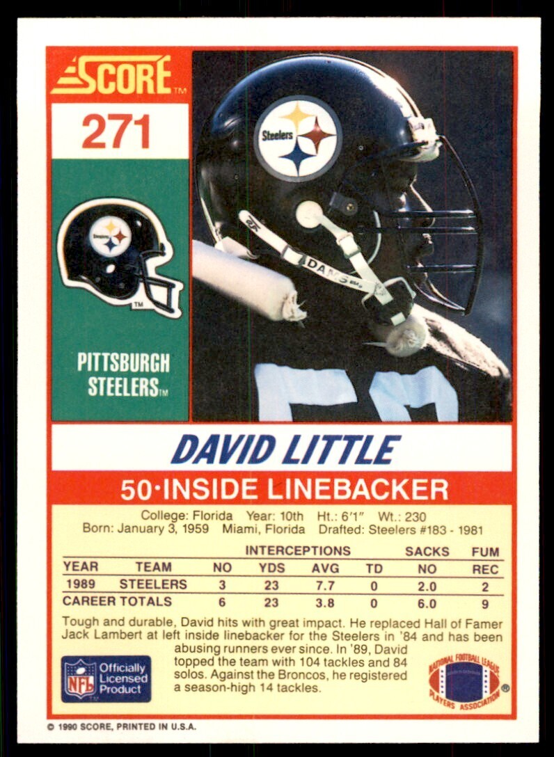 1990 Score David Little Pittsburgh Steelers #271