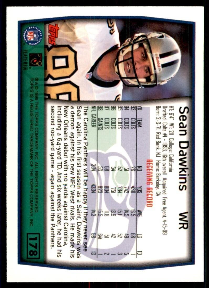 1999 Topps Sean Dawkins Seattle Seahawks #178
