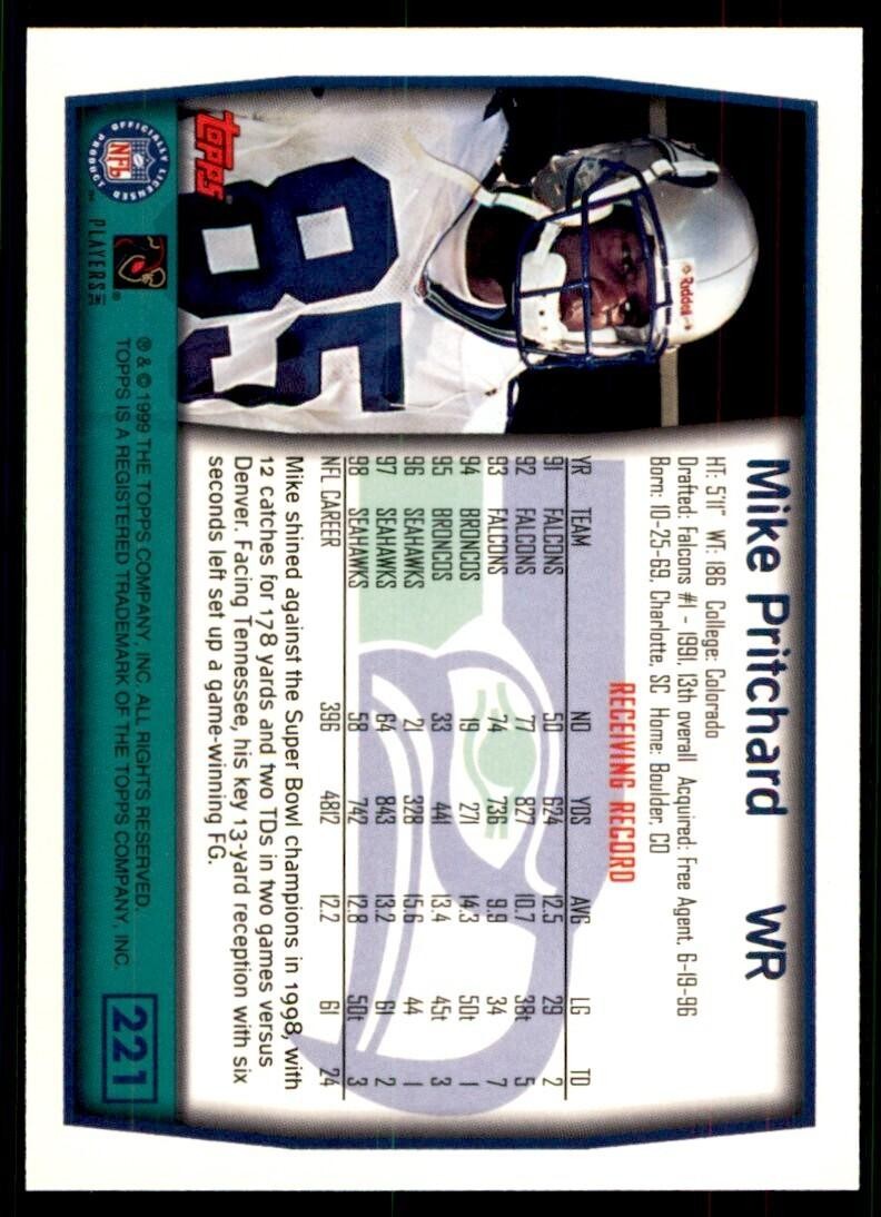 1999 Topps Mike Pritchard Seattle Seahawks #221