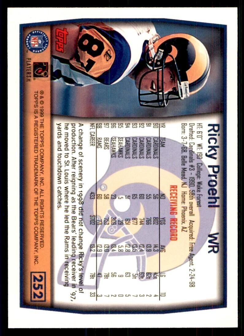 1999 Topps Ricky Proehl St. Louis Rams #252