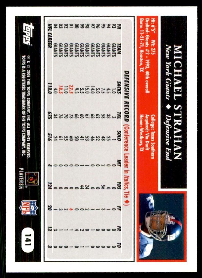 2005 TOPPS MICHAEL STRAHAN NEW YORK GIANTS #141