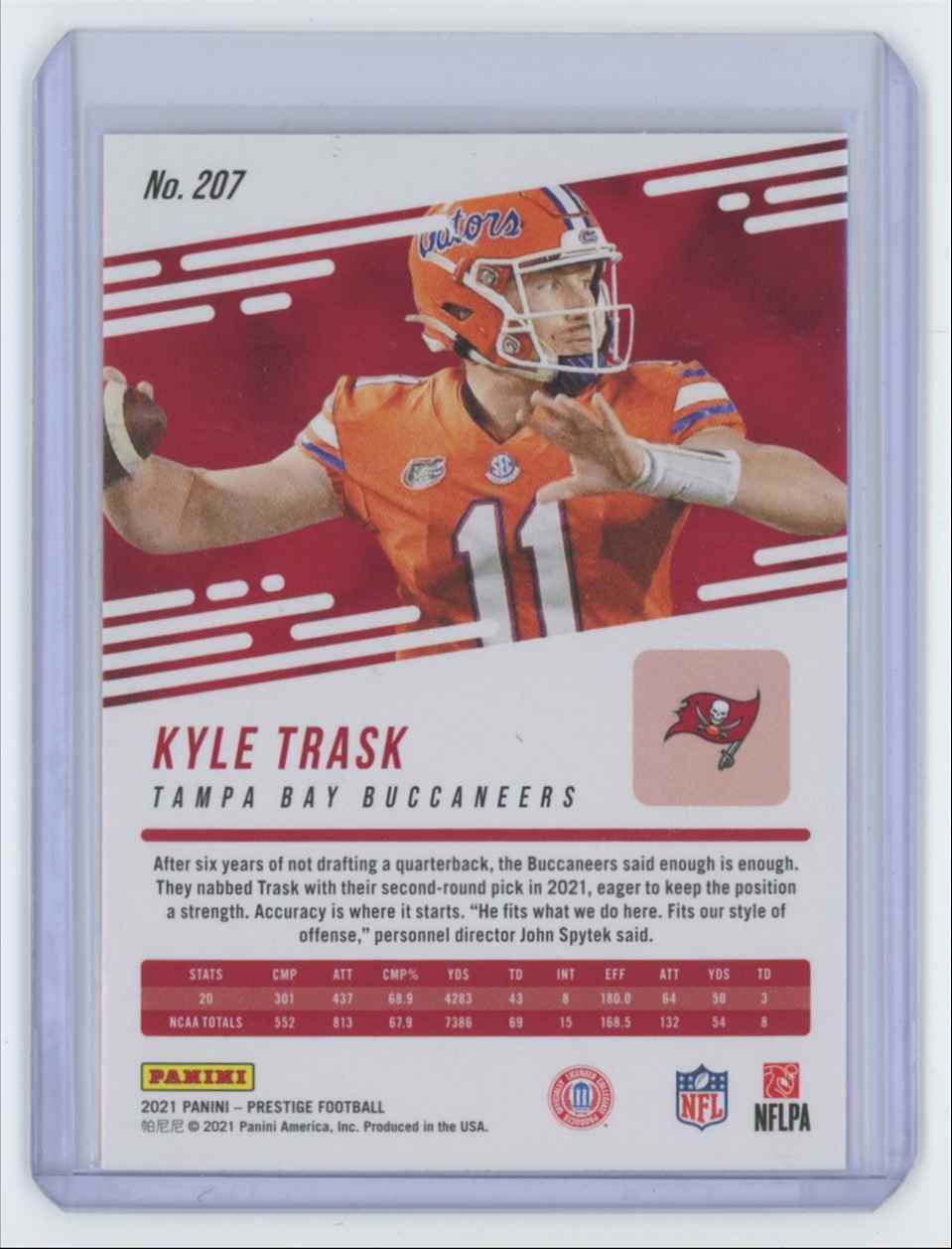 2021 Panini Prestige Kyle Trask Rookie Football Card #207