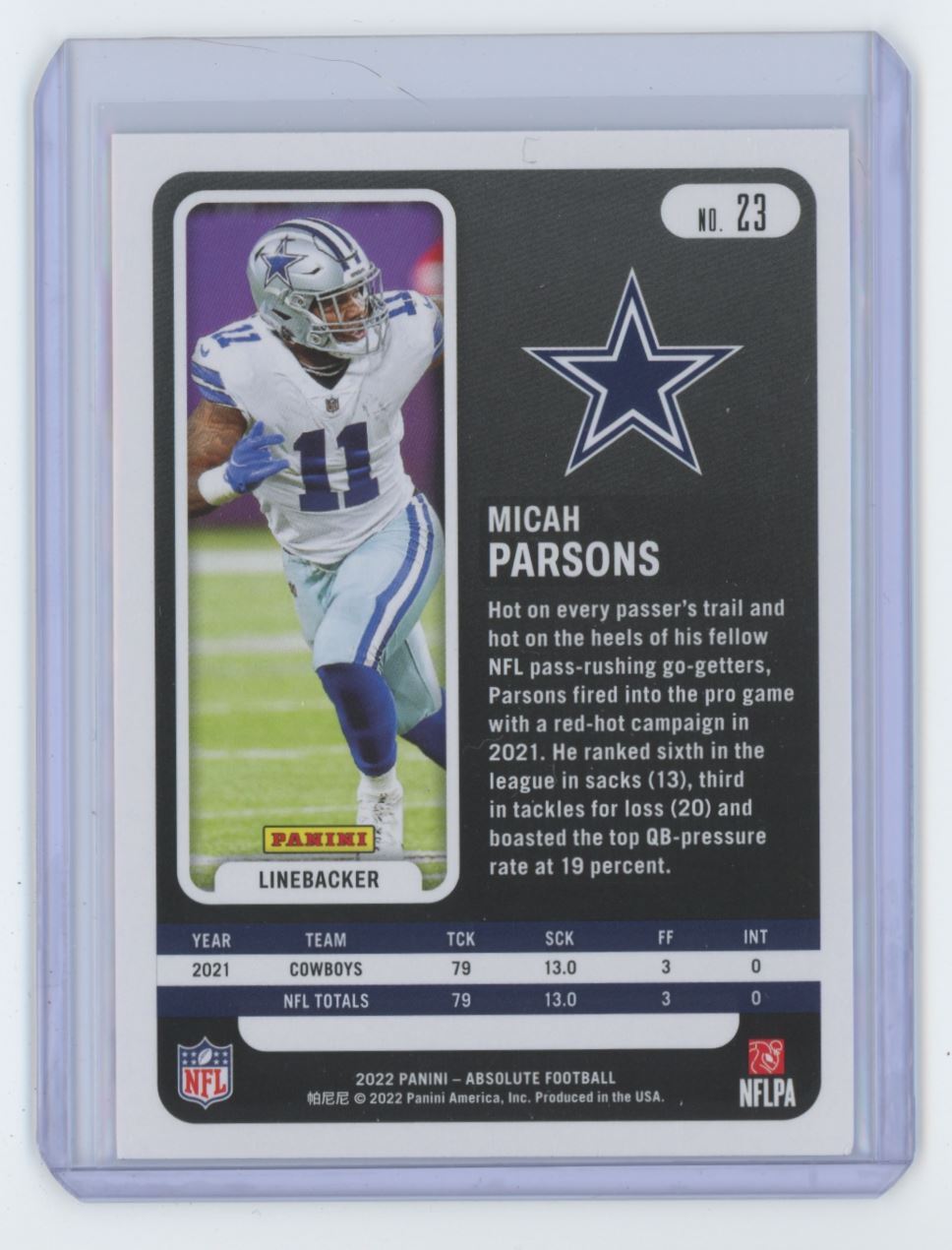 2022 Panini Absolute Micah Parsons Football Card #23
