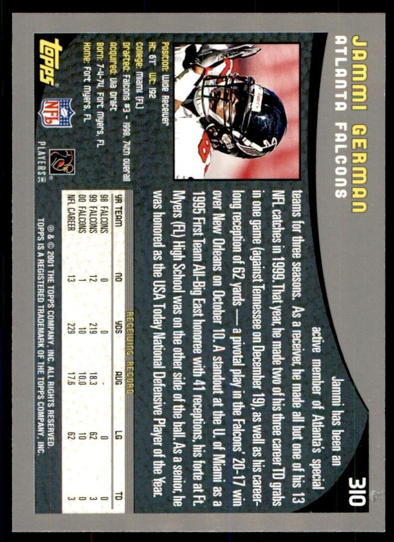2001 TOPPS JAMMI GERMAN ATLANTA FALCONS #310