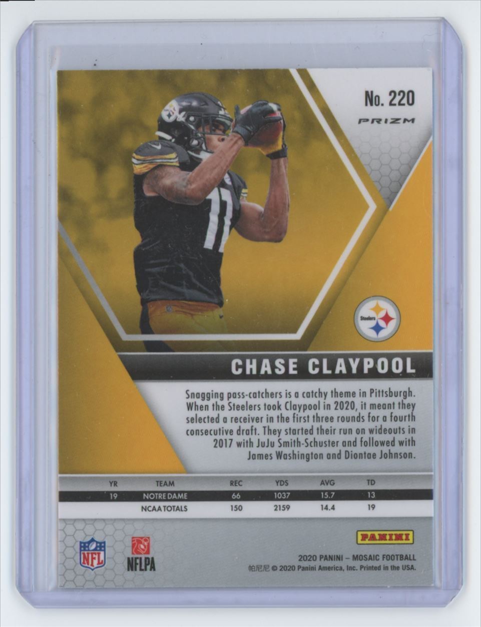 2020 Panini Mosaic Red Prizm Chase Claypool Rookie Football Card #220