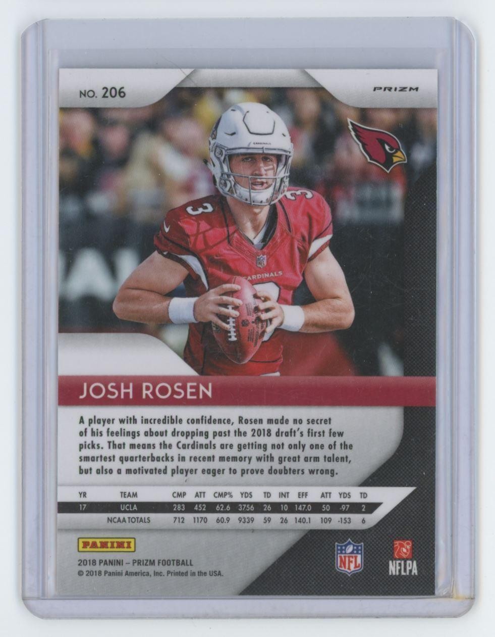 2018 Panini Prizm Red White Blue Prizm Josh Rosen Rookie Football Card #206