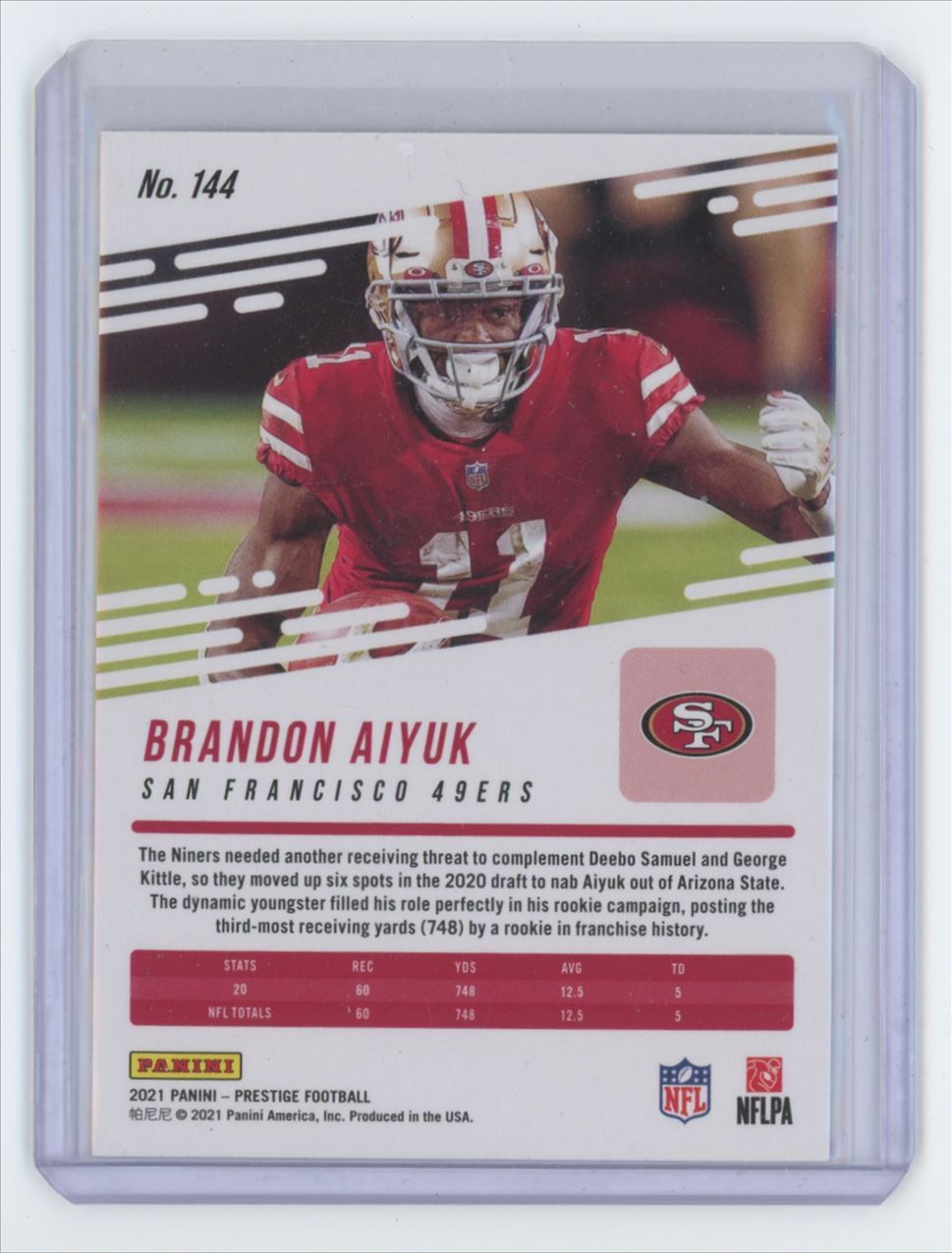 2021 Panini Prestige Brandon Aiyuk Football Card #144