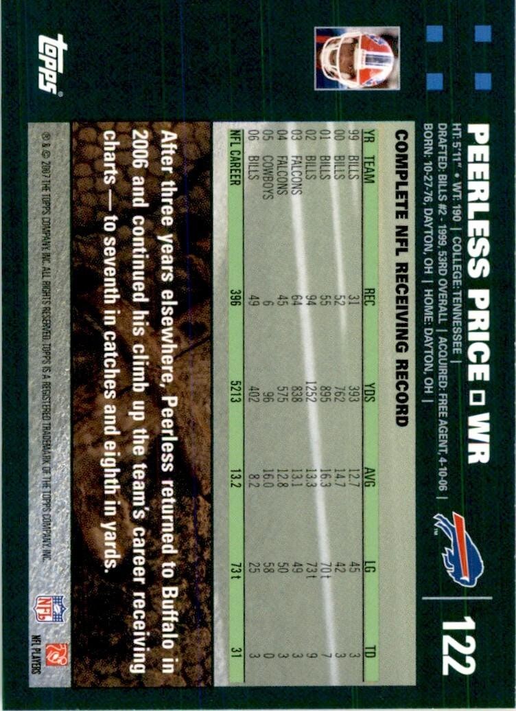 2007 TOPPS PEERLESS PRICE BUFFALO BILLS #122