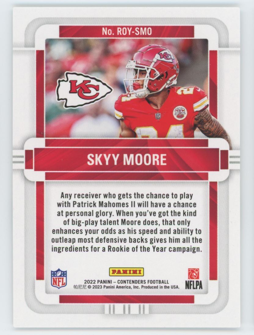2022 Panini Contenders Skyy Moore Rookie Football Card #RPY-SMO