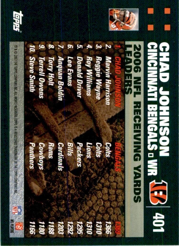 2007 TOPPS CHAD JOHNSON CINCINNATI BENGALS #401
