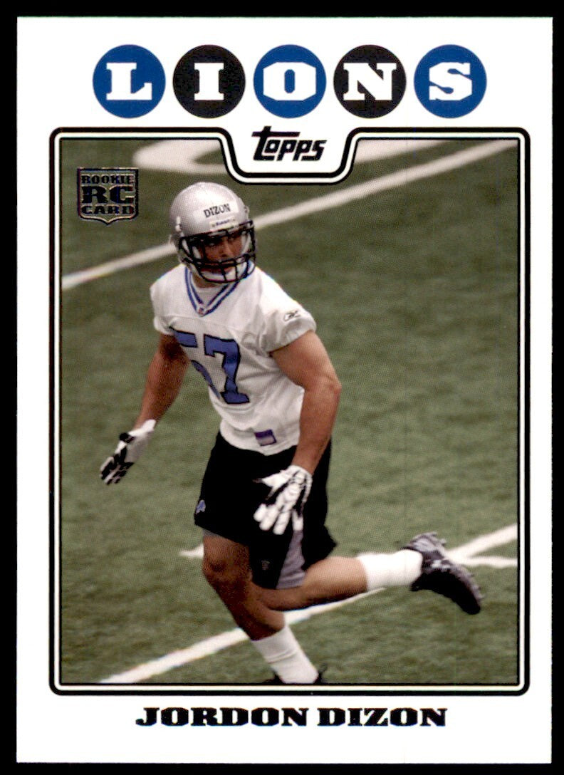 2008 TOPPS JORDON DIZON ROOKIE DETROIT LIONS #422