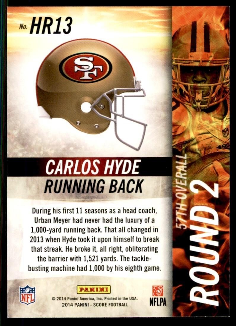 2014 Score Carlos Hyde Football Cards #HR13