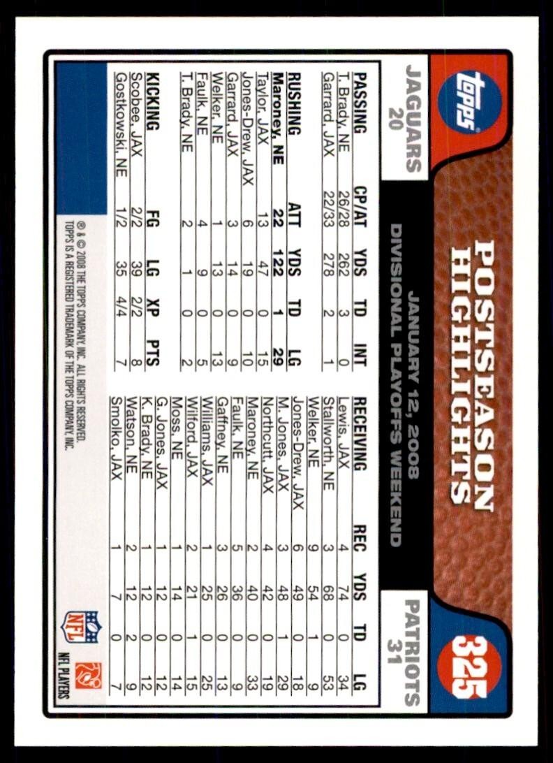 2008 TOPPS LAURENCE MARONEY NEW ENGLAND PATRIOTS #325