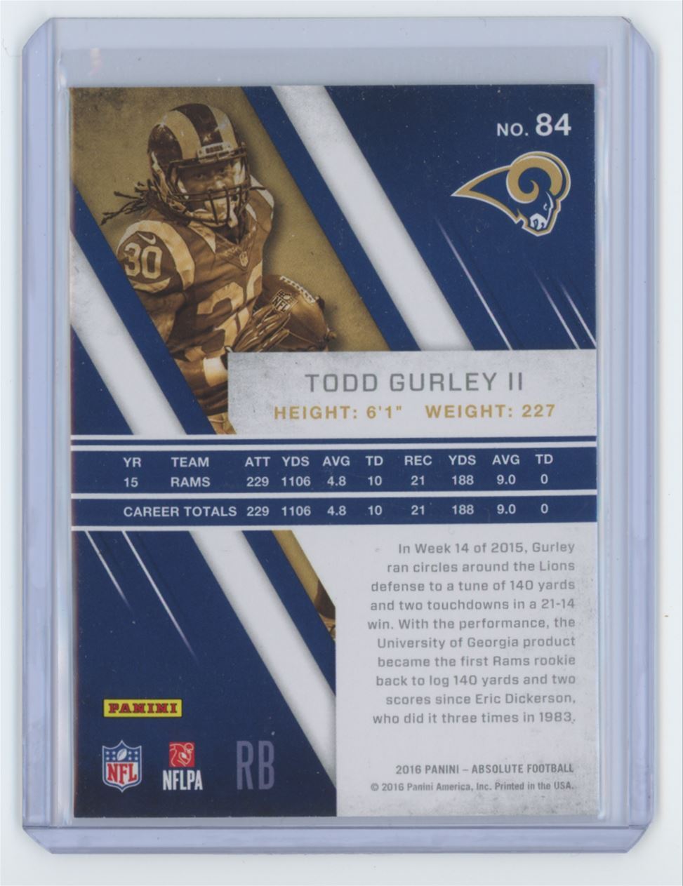 2016 Panini Absolute Todd Gurley II Football Card #84