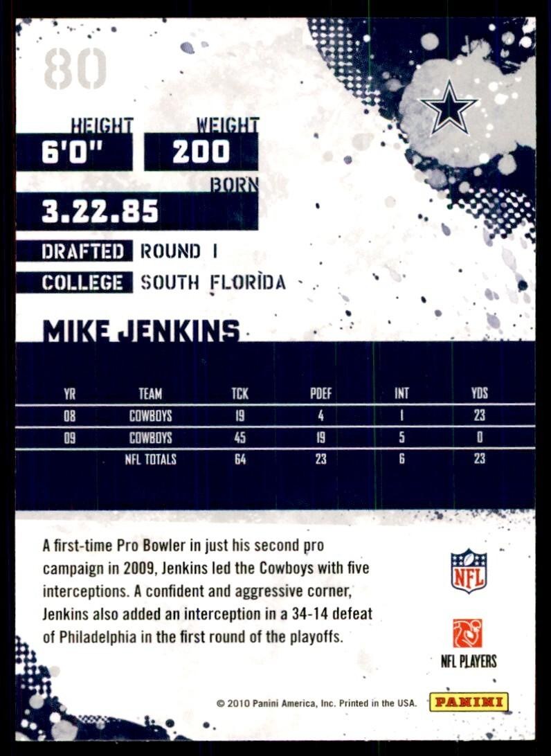 2010 SCORE MIKE JENKINS DALLAS COWBOYS #80