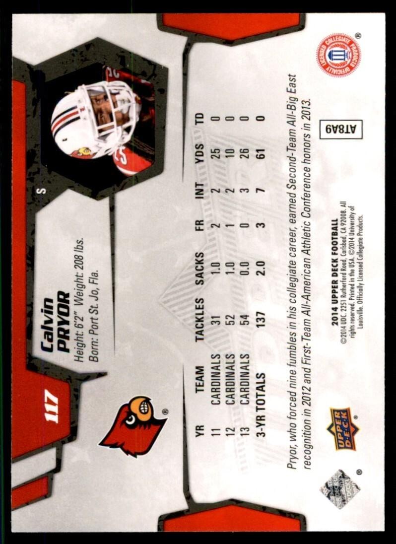 2014 Upper Deck. Calvin Pryor Football Cards #117