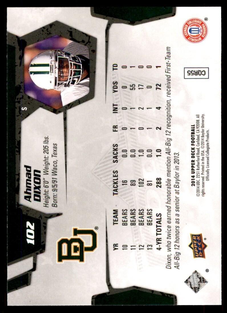 2014 Upper Deck. Ahmad Dixon Football Cards #102