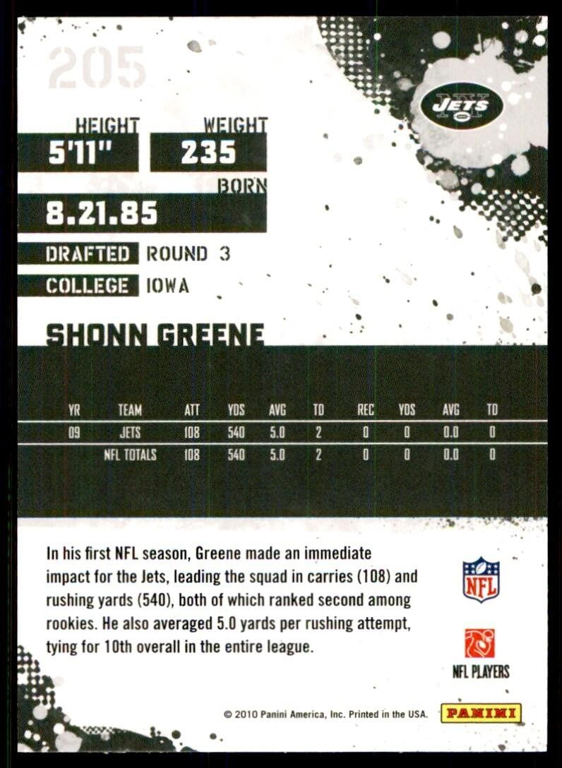 2010 SCORE SHONN GREENE NEW YORK JETS #205
