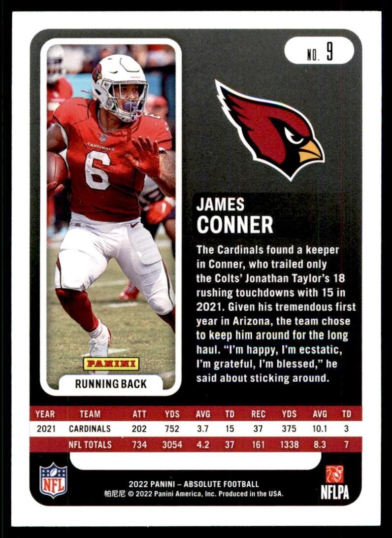 2022 PANINI ABSOLUTE. JAMES CONNER ARIZONA CARDINALS #9