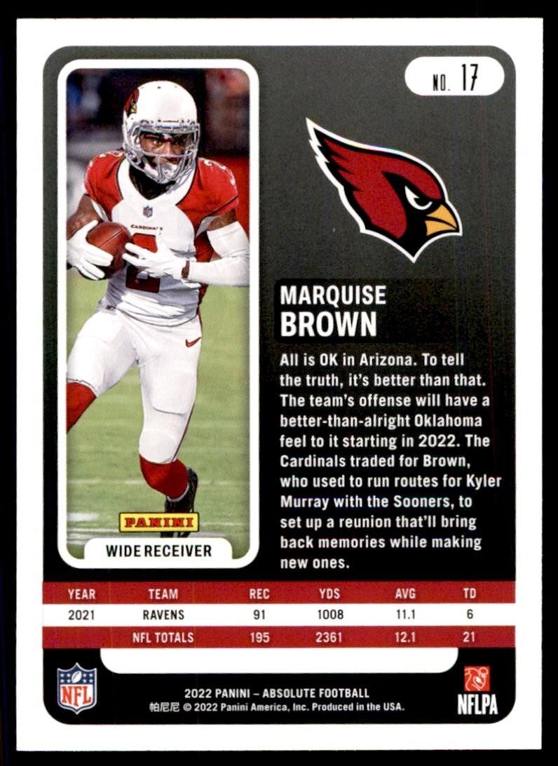 2022 PANINI ABSOLUTE MARQUISE BROWN CARDINALS #17