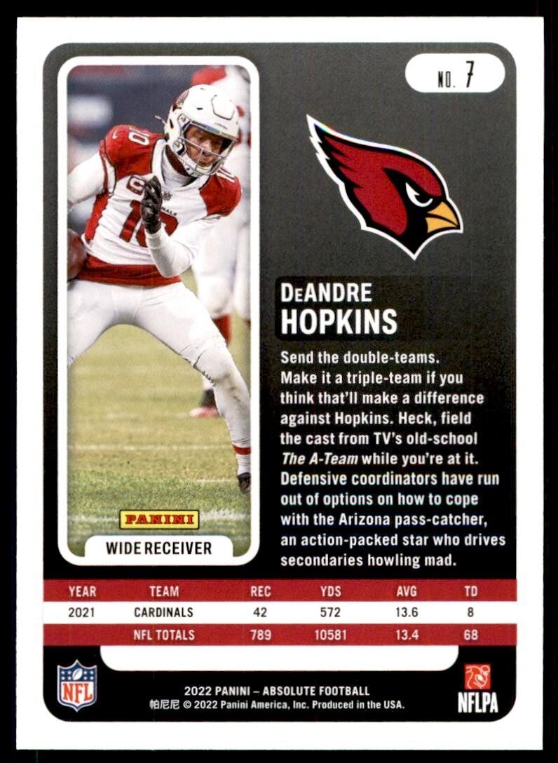 2022 PANINI ABSOLUTE\ DEANDRE HOPKINS ARIZONA CARDINALS #7