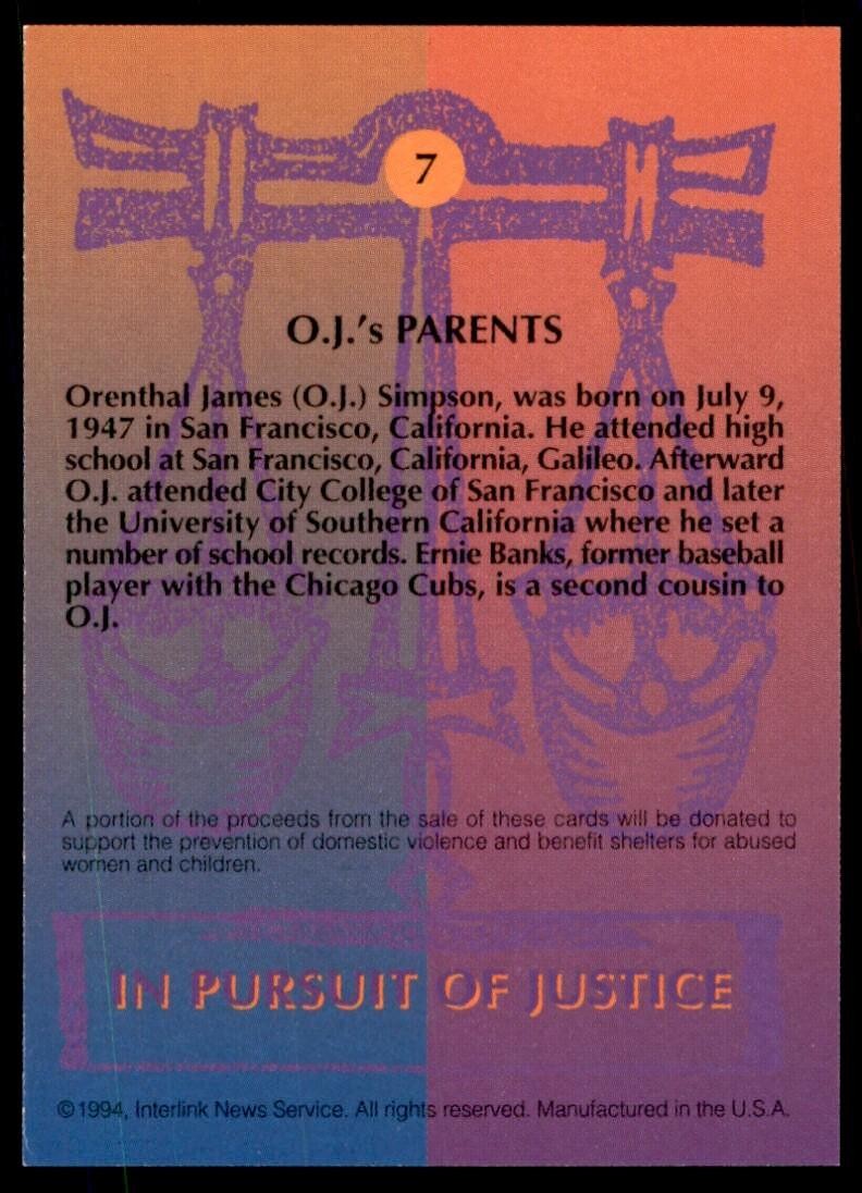 1994 INTERLINK O.J.'S PARENTS "IN PURSUIT OF JUSTICE" #7