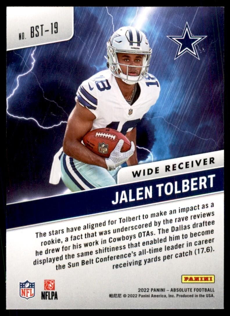 2022 Panini Absolute Jalen Tolbert Dallas Cowboys #BST-19