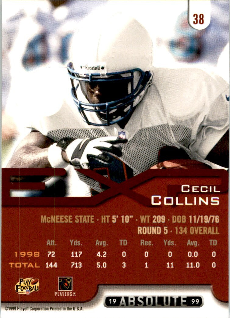 1999 Playoff Absolute EXP Cecil Collins Rookie Football Card #38