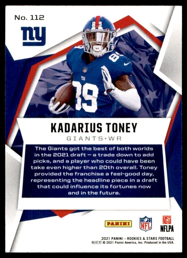 2021 PANINI ROOKIES & STARS KADARIUS TONEY ROOKIE NEW YORK GIANTS #112